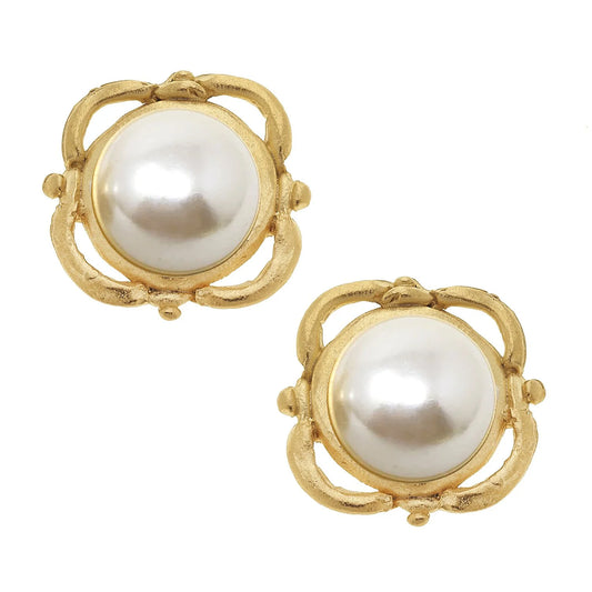Susan Shaw Pearl Scroll Studs