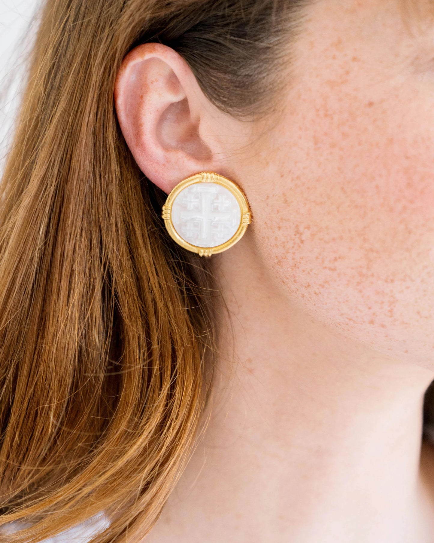 Susan Shaw Ida Jerusalem Cross Stud Earrings