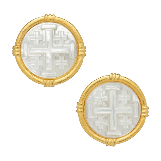 Susan Shaw Ida Jerusalem Cross Stud Earrings