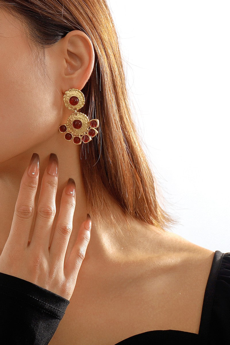 Red Resin Drop Earrings