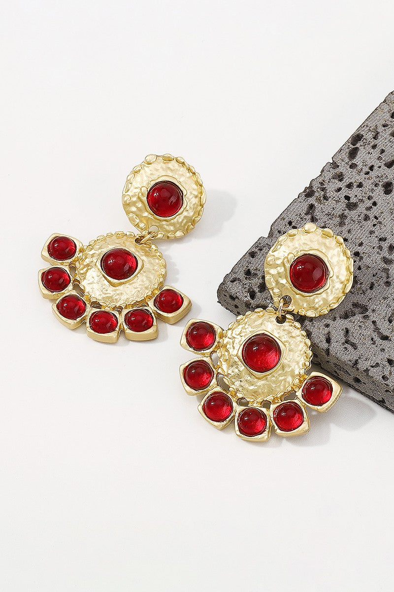 Red Resin Drop Earrings