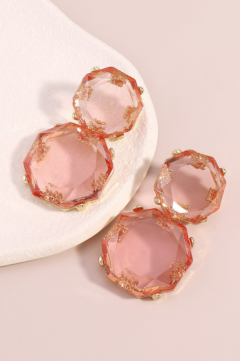 Transparent Stone Drop Earrings