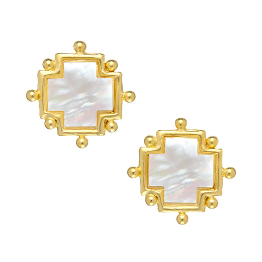 Susan Shaw Mother of Pearl Cross Earrings