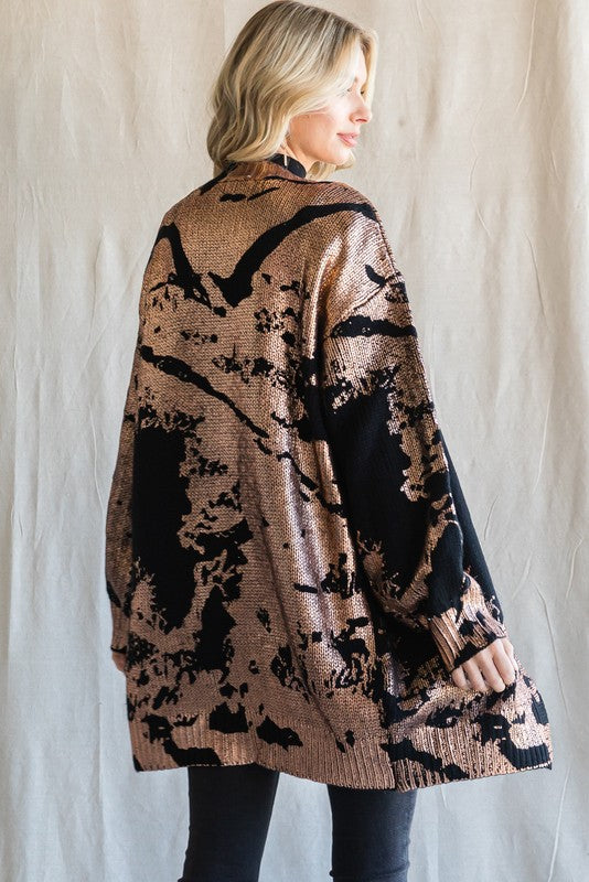 Metallic Print Cardigan