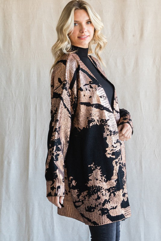 Metallic Print Cardigan