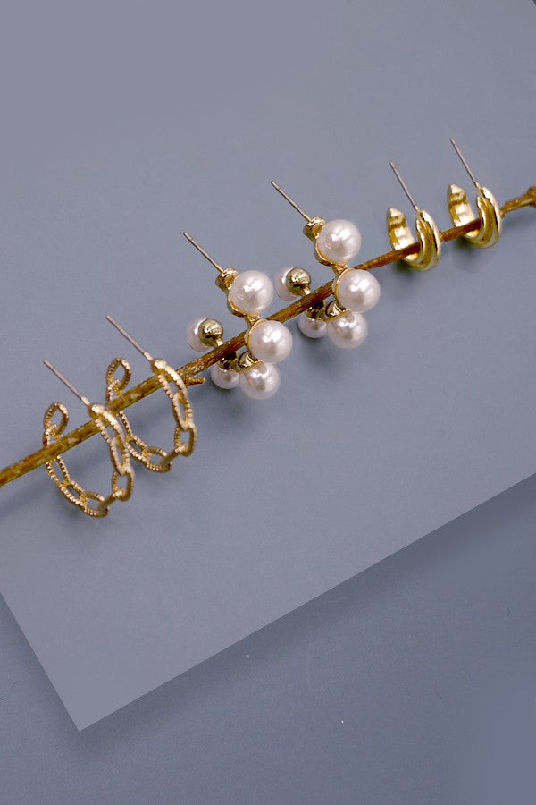 Trio Pearl Earrings