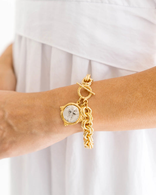 Susan Shaw Mixed Metal Cross Bracelet