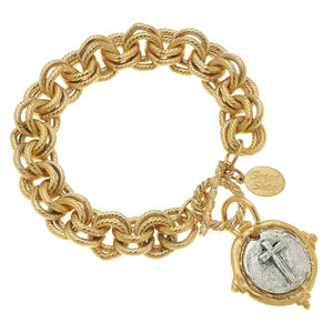 Susan Shaw Mixed Metal Cross Bracelet