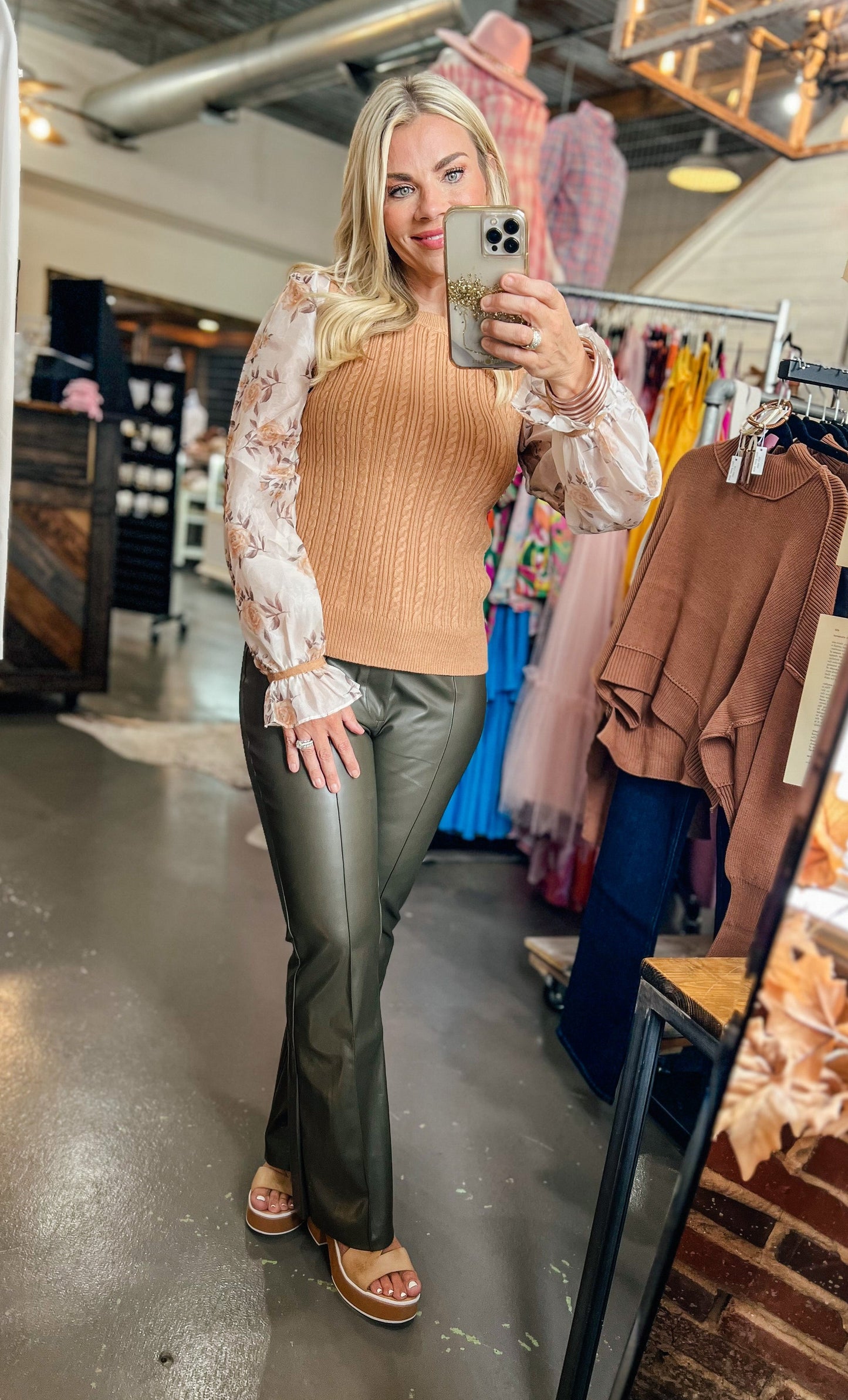 September Faux Leather Flare Pants