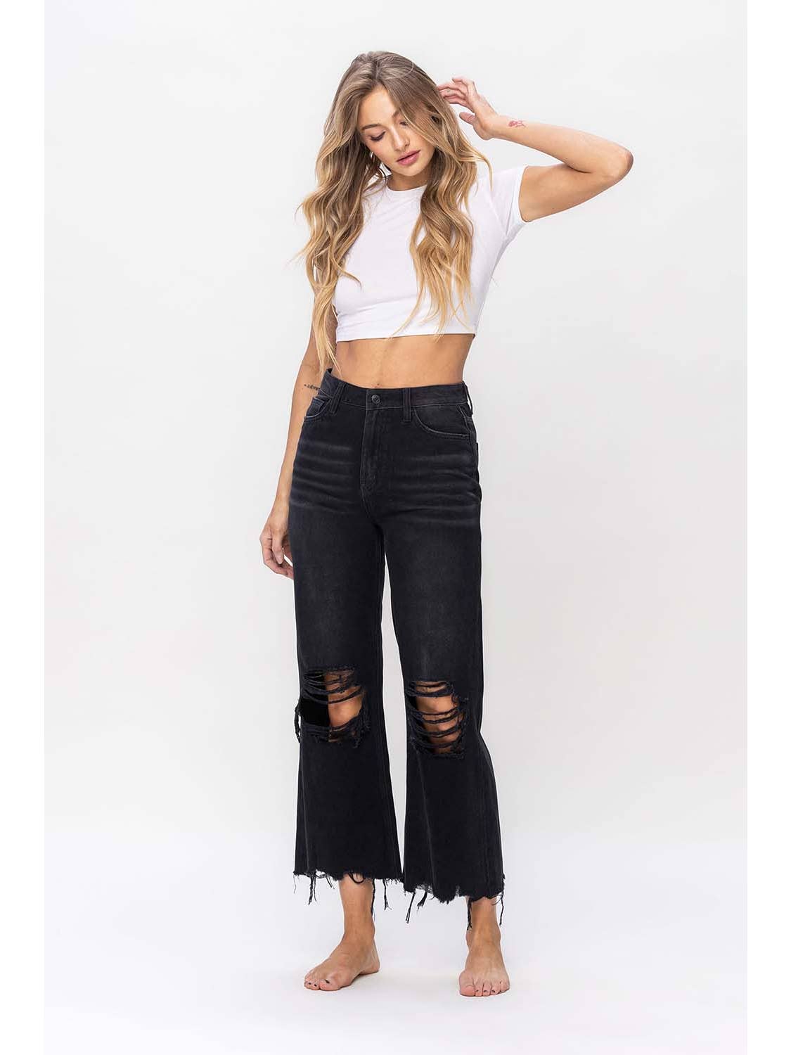 90's Vintage Crop Flare Jeans