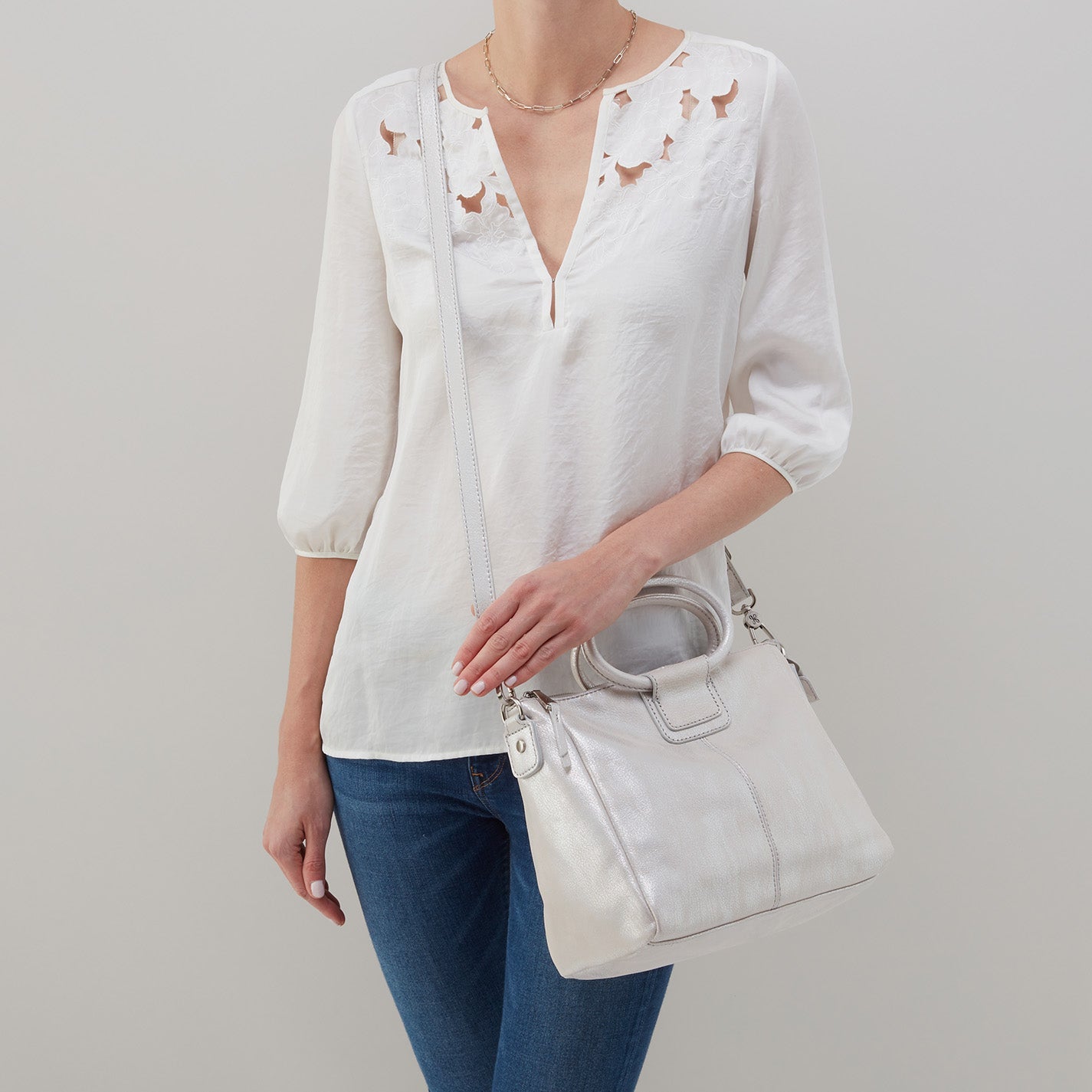Hobo Sheila Medium Satchel - Silver