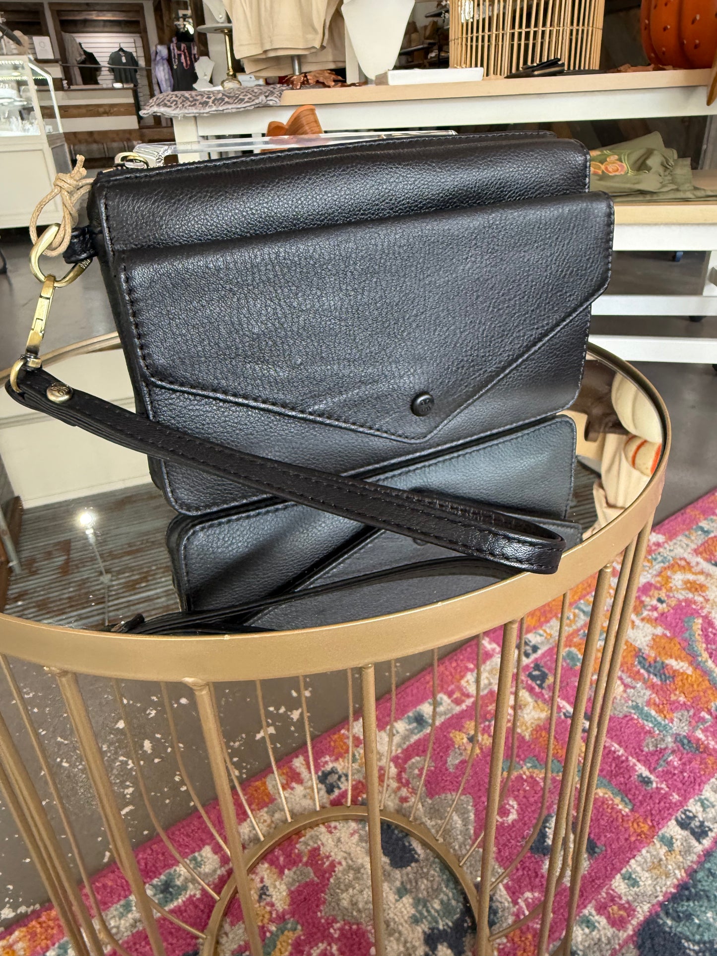 Hobo Black Goldie Wristlet