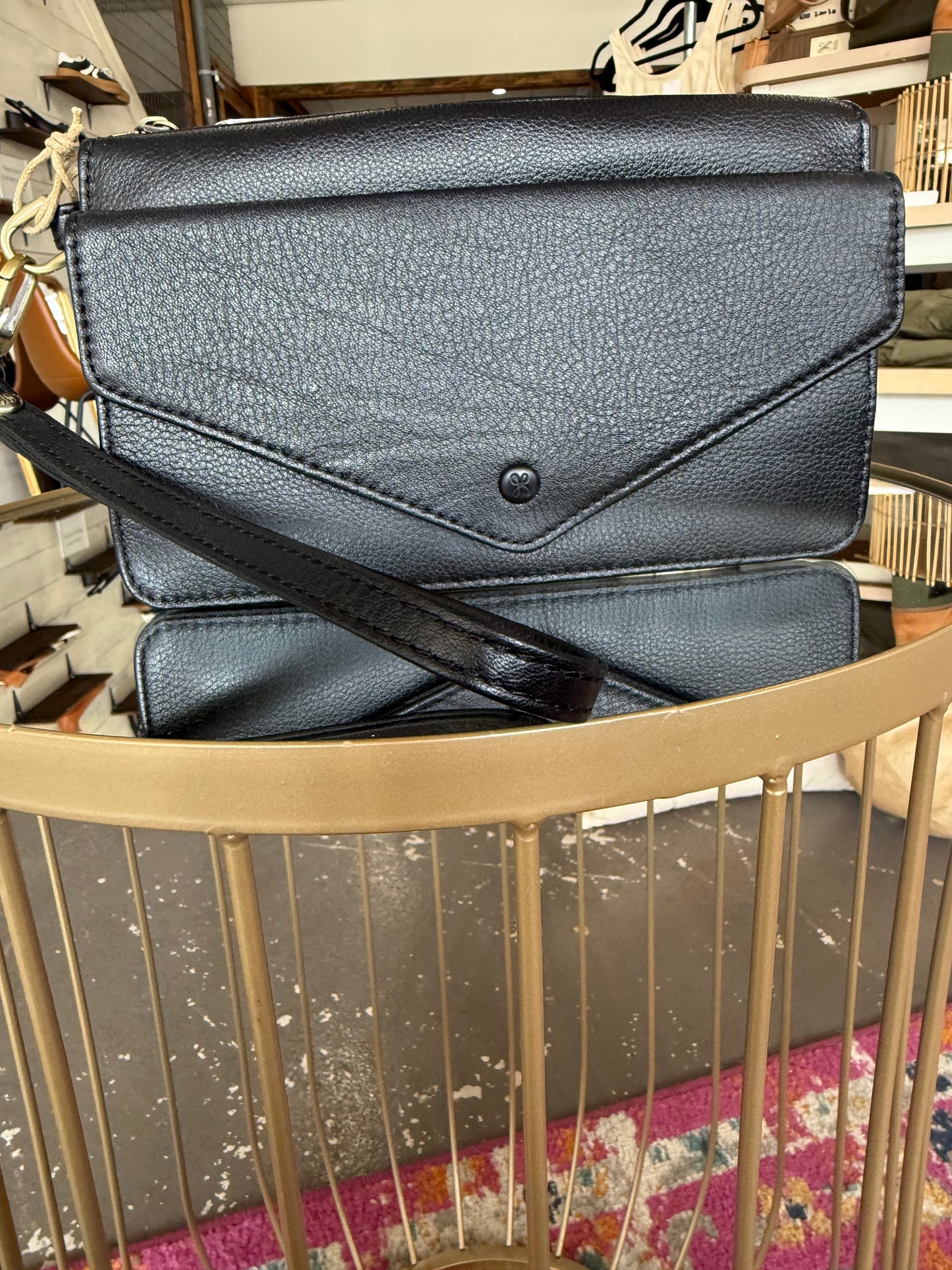 Hobo Black Goldie Wristlet
