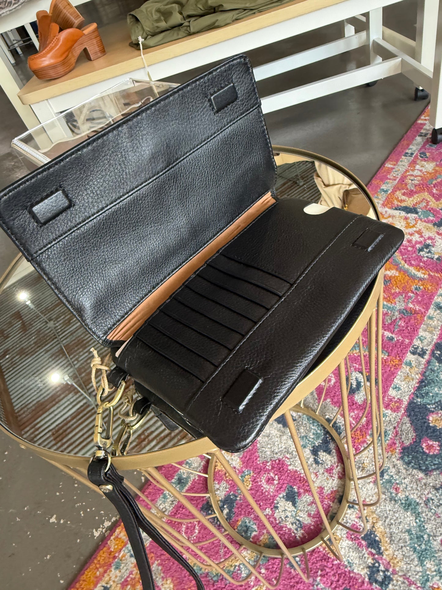 Hobo Black Goldie Wristlet