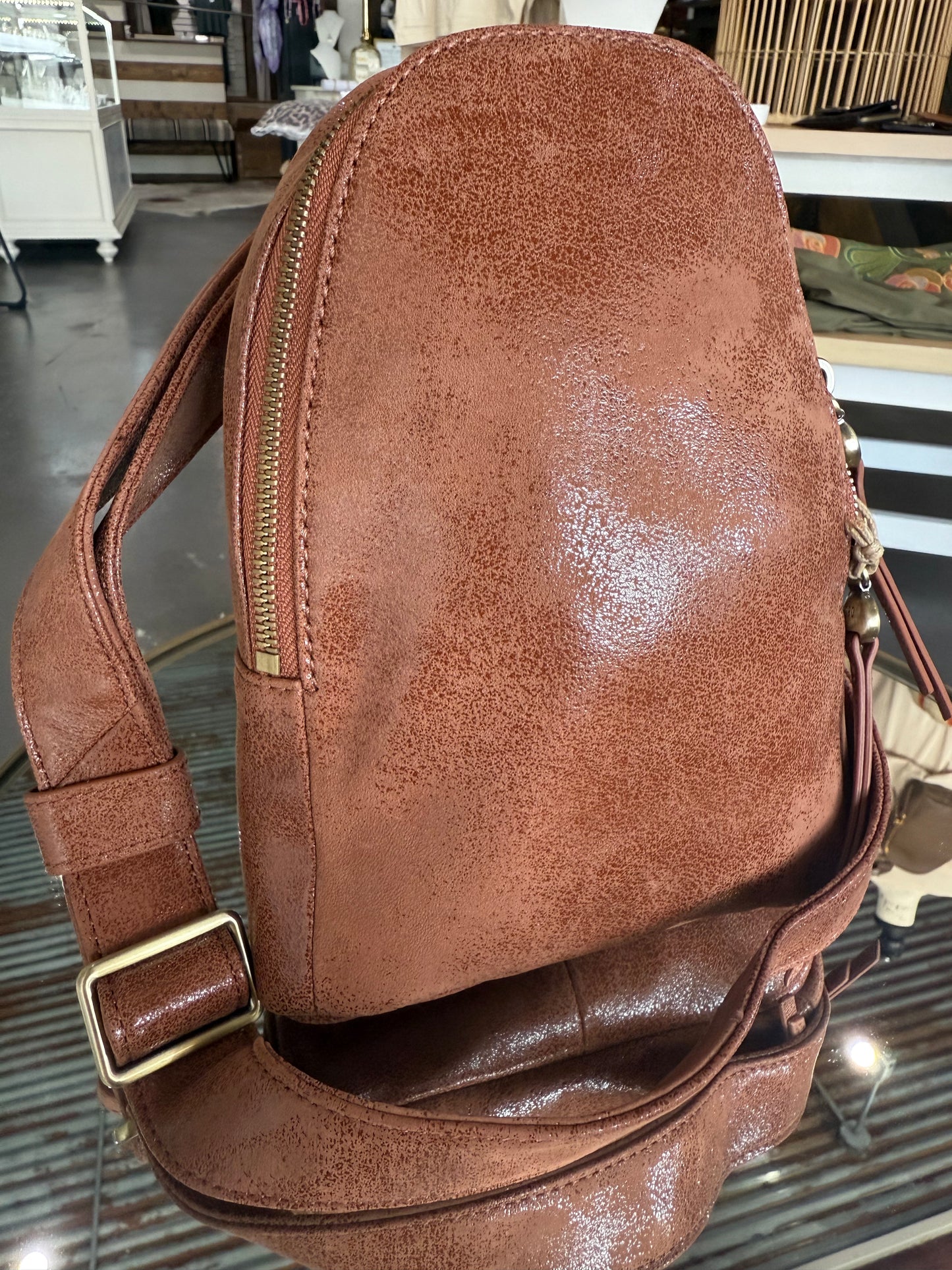 Hobo Burnished Saddle Fern Sling