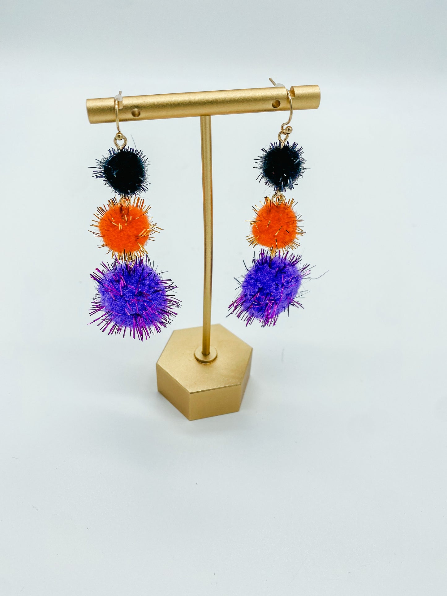 Halloween Pom Pom Drop Earrings