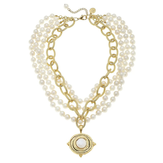 Susan Shaw Pearl Cab Multi-Strand Pearl Necklace