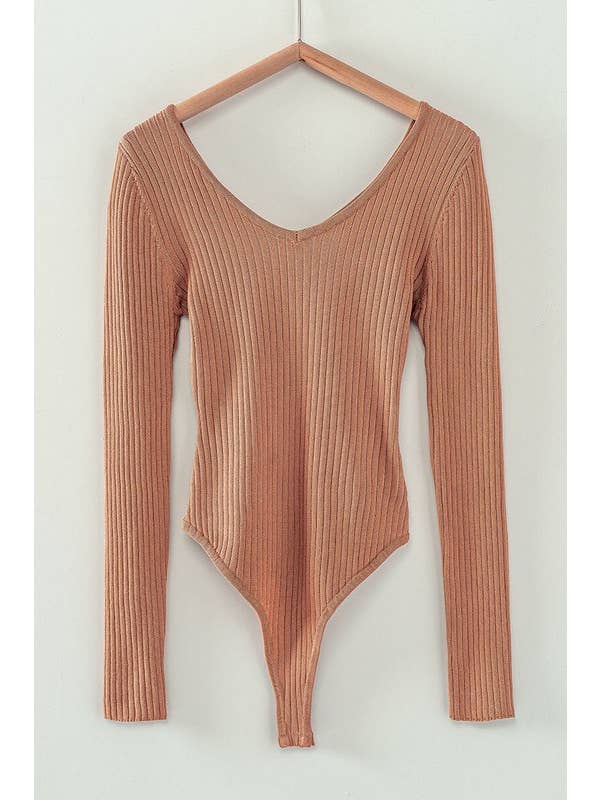 Taupe V neck Bodysuit