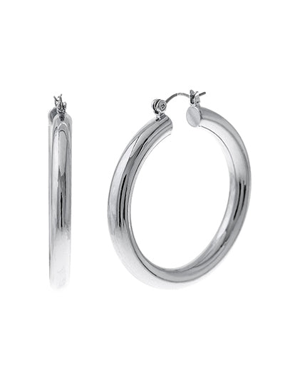 Silver Hollow Hoops