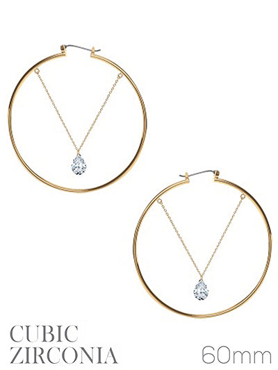 Large Drop Crystal Hoops
