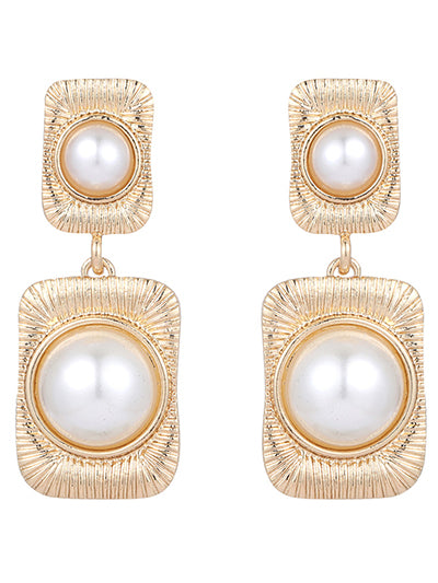 Pearl Framed Earrings - White Pearl