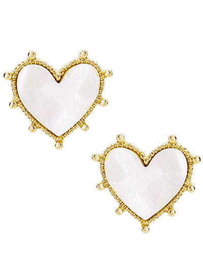 Mother Pearl Heart Post Earrings
