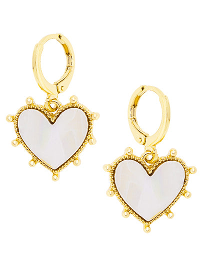 Mother Pearl Heart Hoops