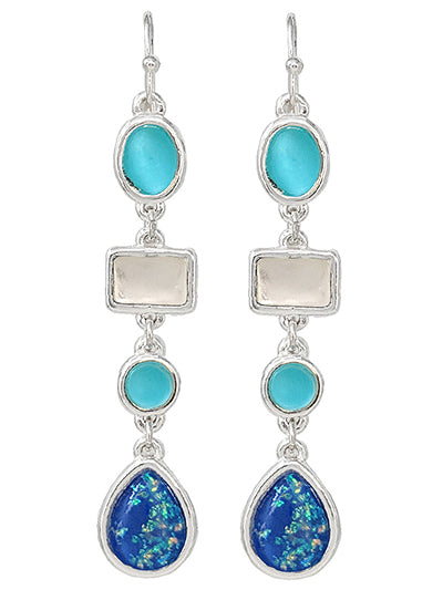 Seaglass Stone Earrings - Blue