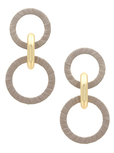 Grey Raffia Wrapped Link Earrings