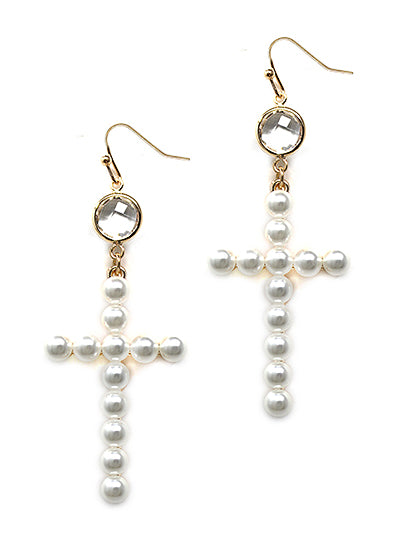 Peal Cross Earrings