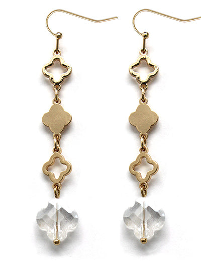 Clover Link Earrings With Clear Crystal