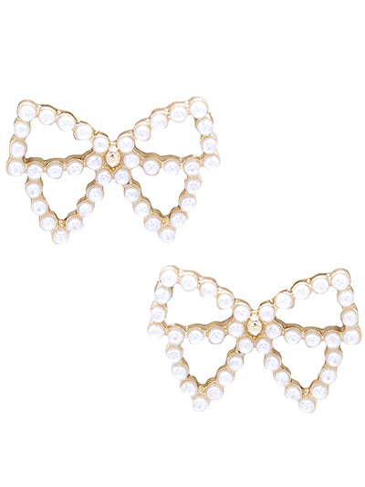 Pearl Beaded Bow Earrings