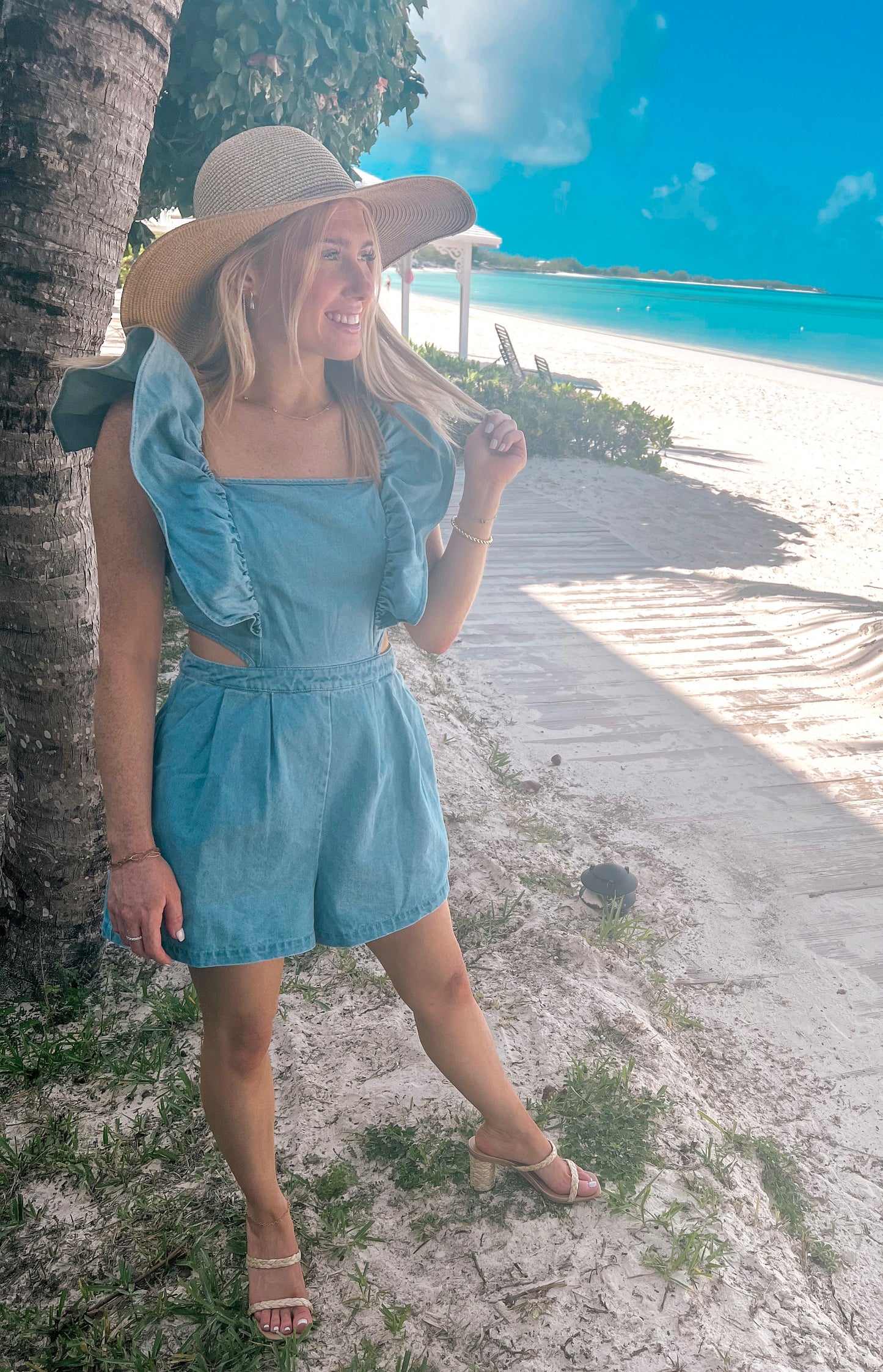 Ocean Front Denim Romper