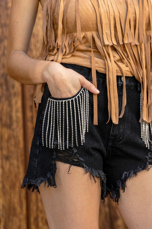 Rhinestone Cowgirl Denim Shorts