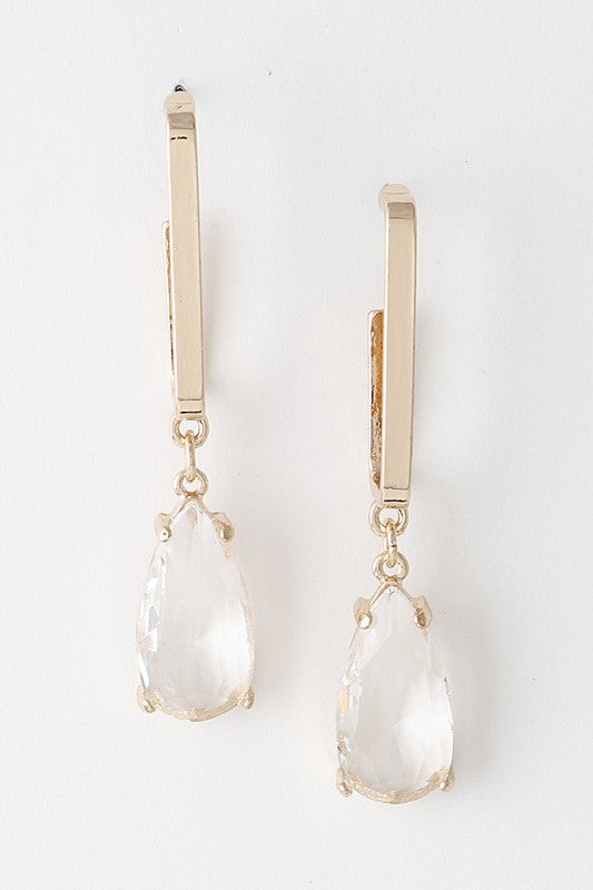 Clear Crystal Teardrop Earrings