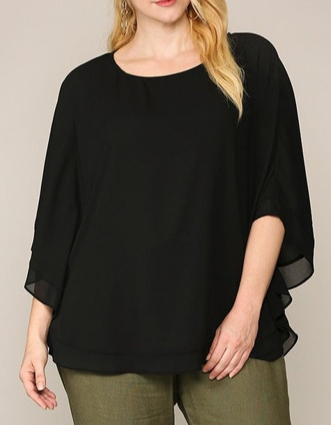 Sheer Contrast Plus Top