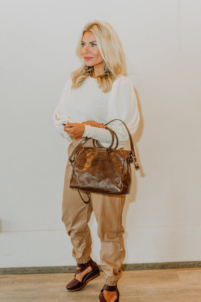 Maren Leather Smocked Joggers