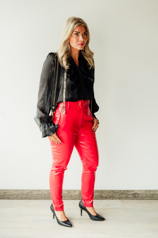 Holly Belted Leather Pants
