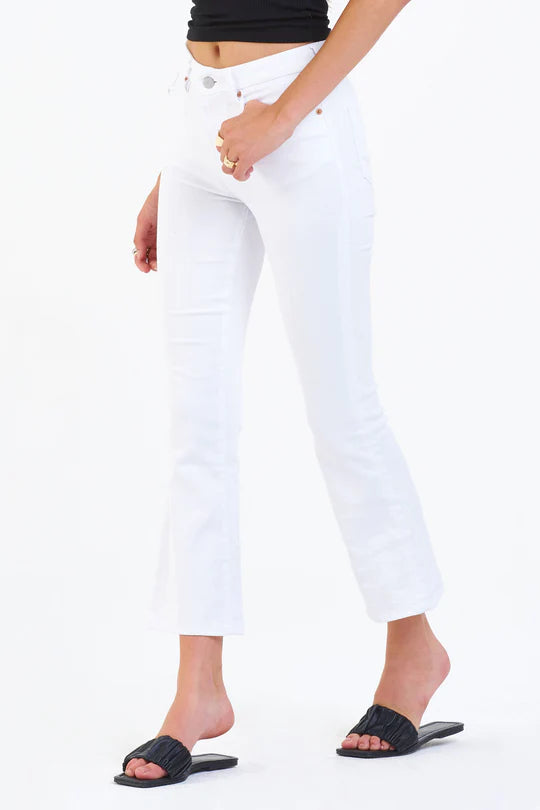 Dear John Jeanne Super High Rise Cropped White Jeans