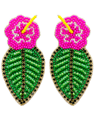 Flower Palm Beaded Earrings