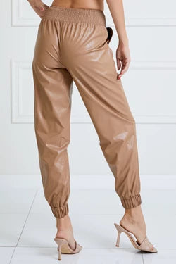 Maren Leather Smocked Joggers