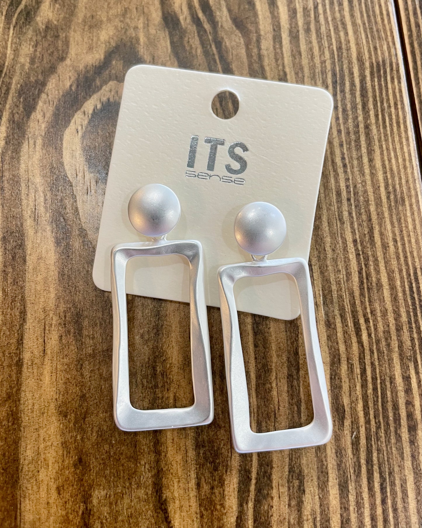 Silver Rectangle Drop Earring