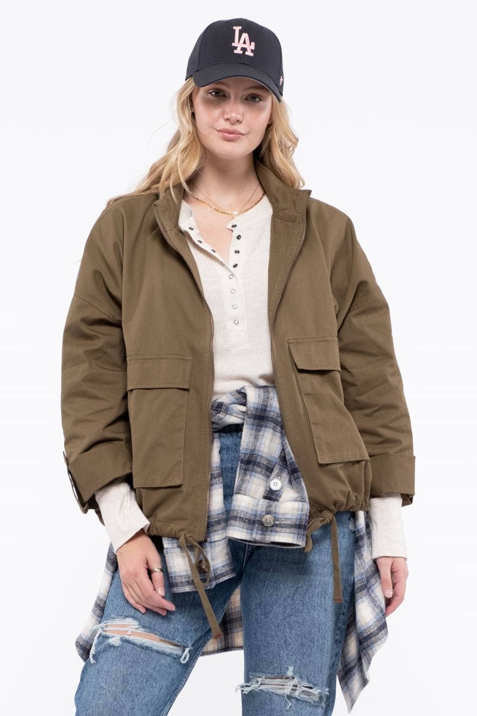 Plus Olive Utility Jacket