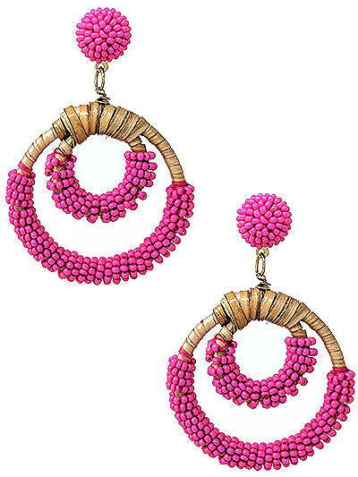 Beaded Rattan Earrings