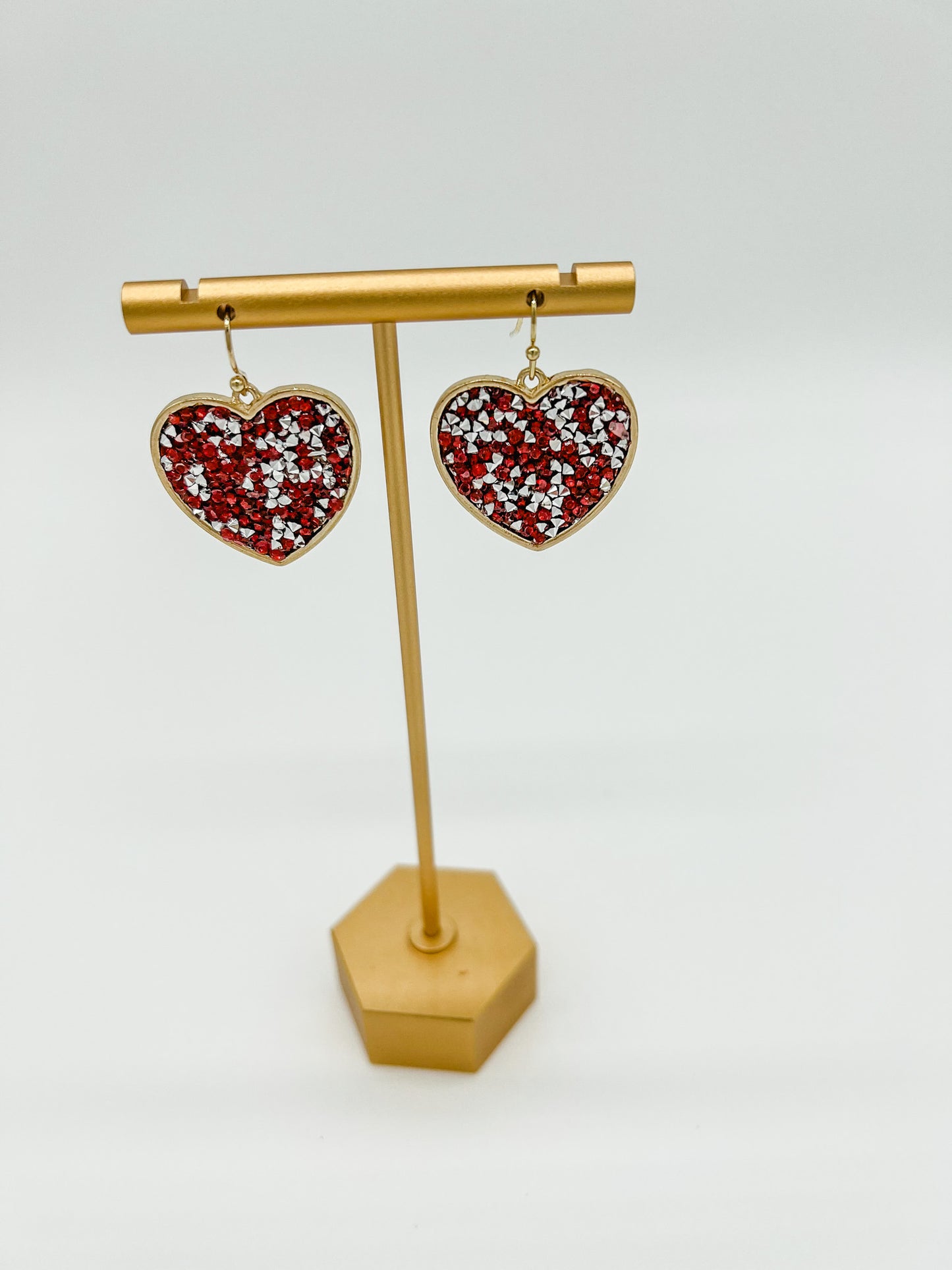 Rhinestone heart drop earring