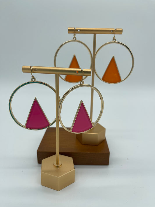 Circle + Triangle Open Earrings