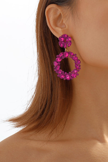 Round Rhinestone Drop Earrings