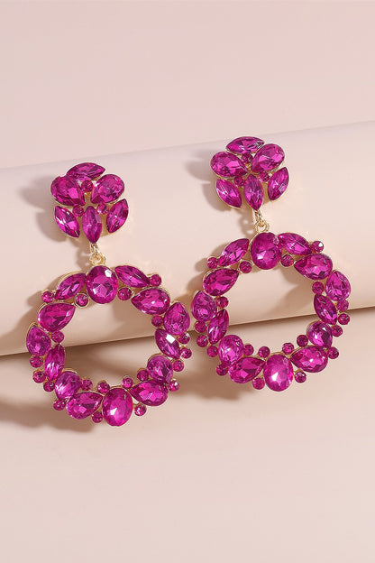 Round Rhinestone Drop Earrings