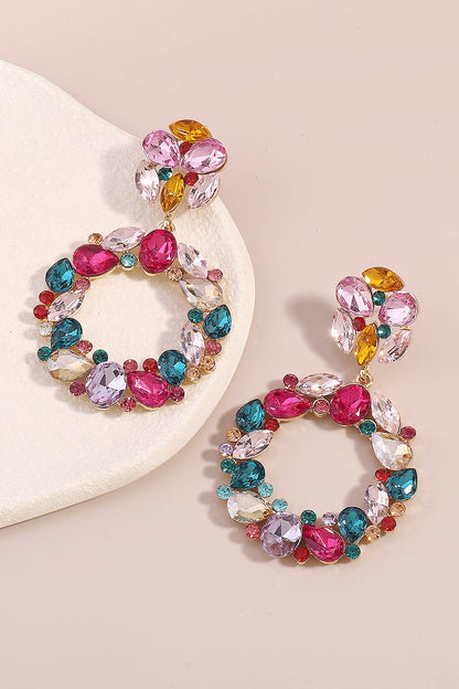 Round Rhinestone Drop Earrings