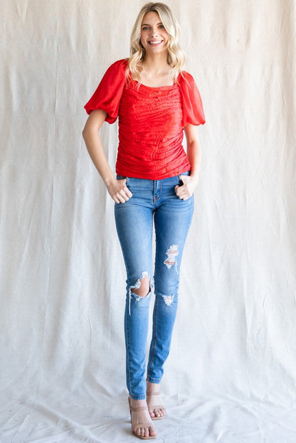 Red Ruched Top